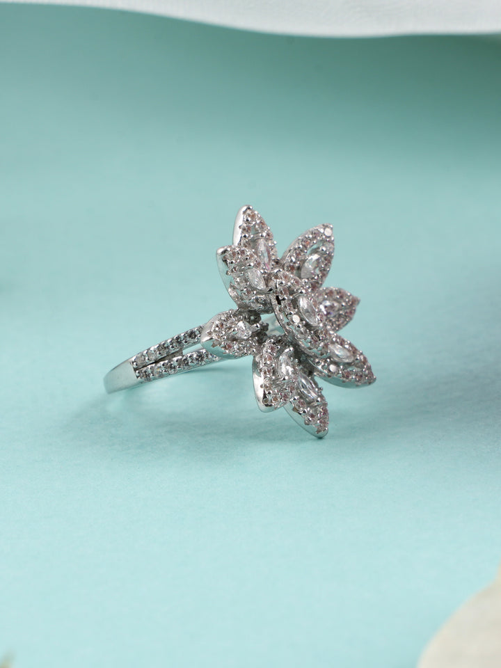 Sterling Snow Flower Ring