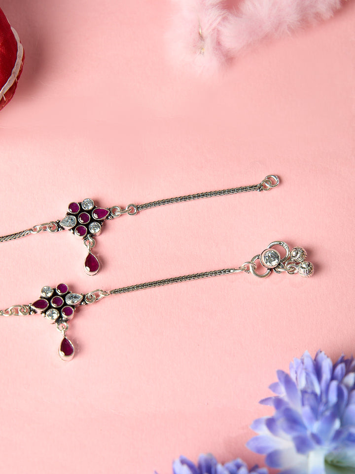 Floral Ruby Drops Baby Antique Anklet