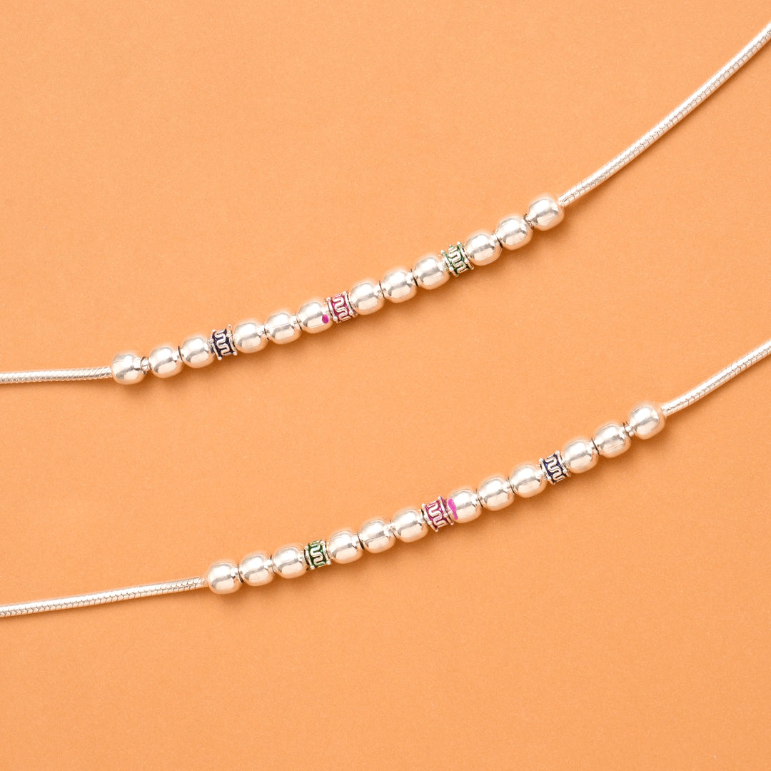 Rainbow Crystal Grace Silver Anklet