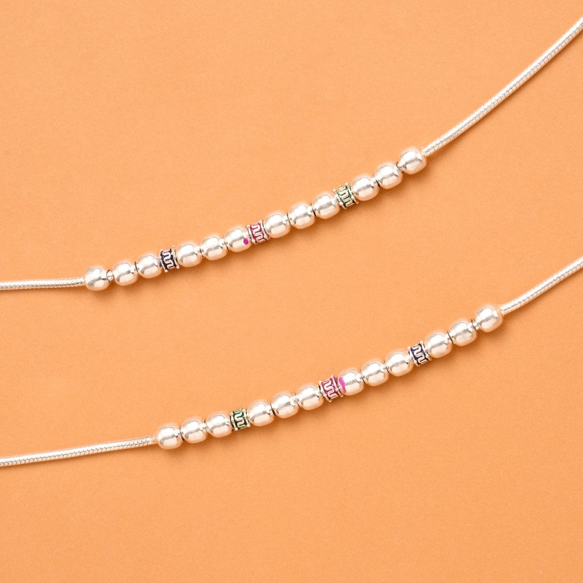 Rainbow Crystal Grace Silver Baby Anklet