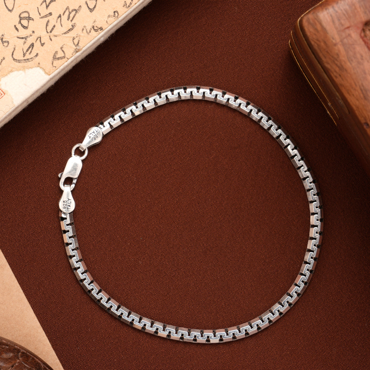 Square Box Link Silver Bracelet