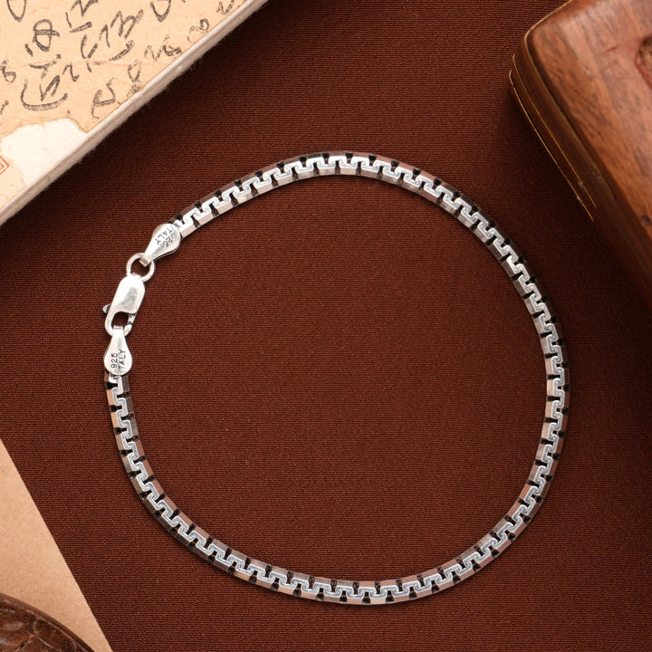 Square Box Link Silver Bracelet