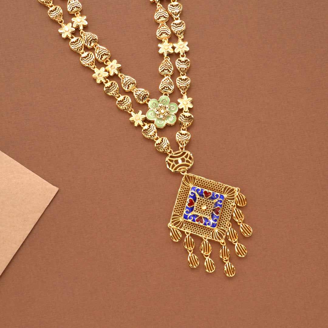 Turkey Dual Layer Golden Enamel Necklace Set