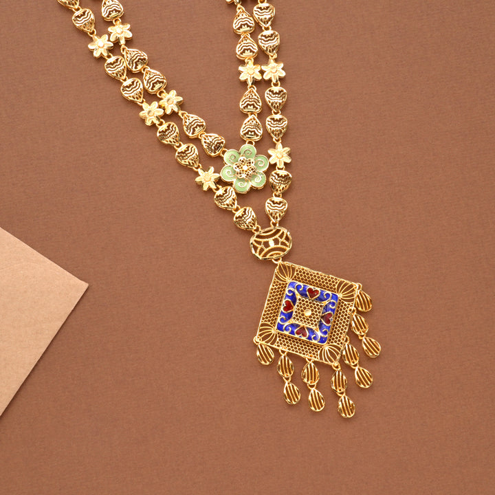 Turkey Dual Layer Golden Enamel Necklace Set
