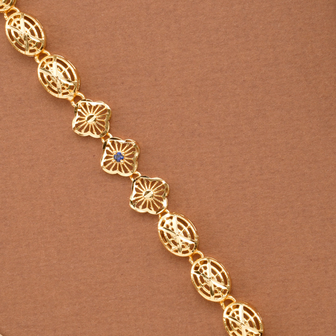 Triple Clover Floral Link Golden Bracelet