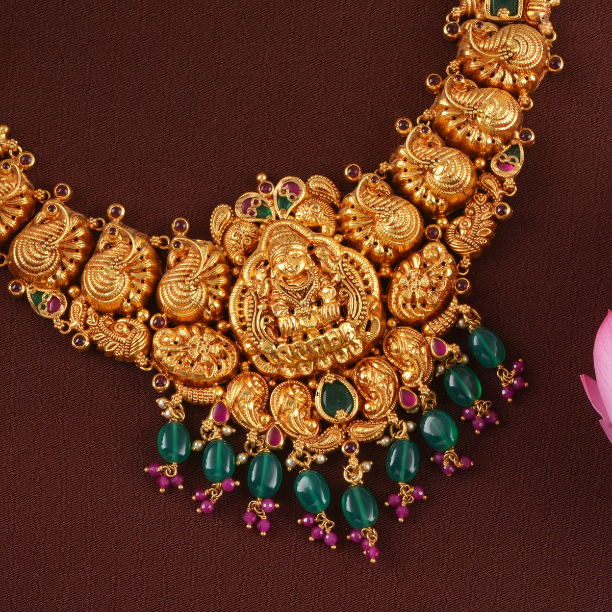 Peacock Design Lakshmi Gold Necklace