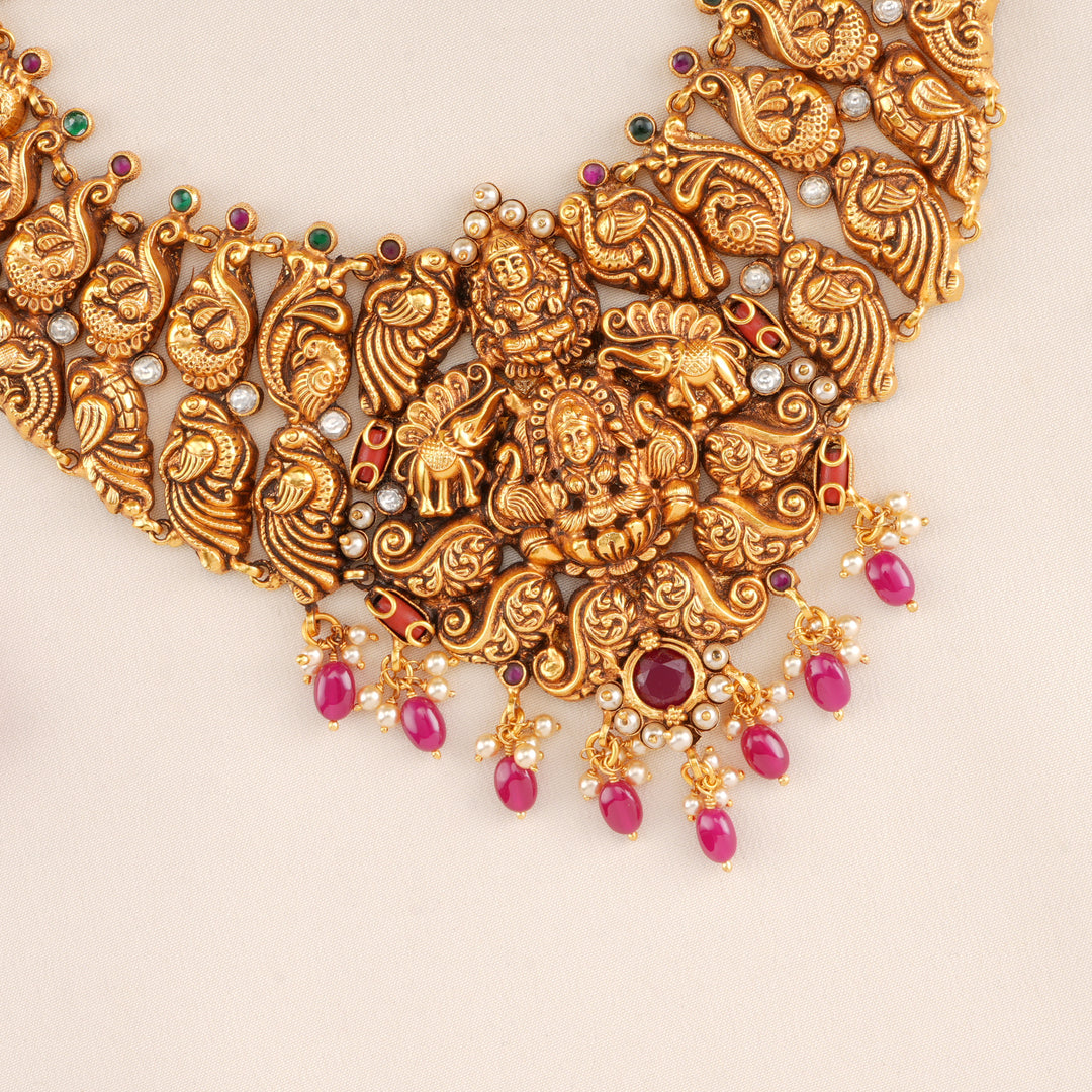 Ruby Peacock with Lakshmi Bridal Necklace