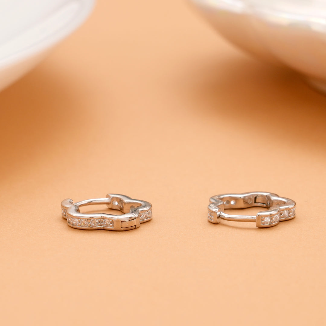 Blossom Shape Silver Hoops Earring