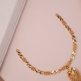 Classic Tear Drop Leaf Pendant Gold Necklace