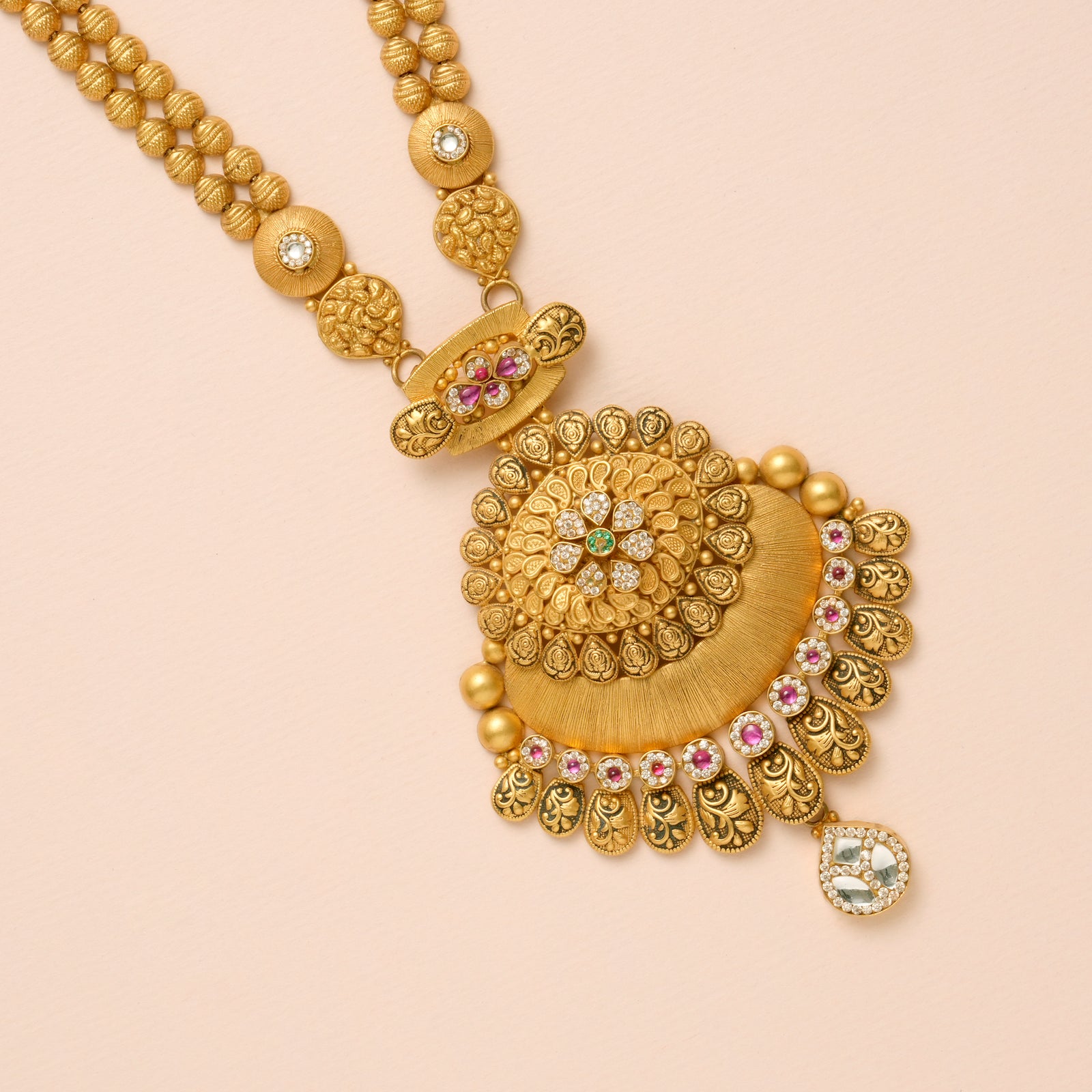 Antique Floral Designer Gold Beads Haram