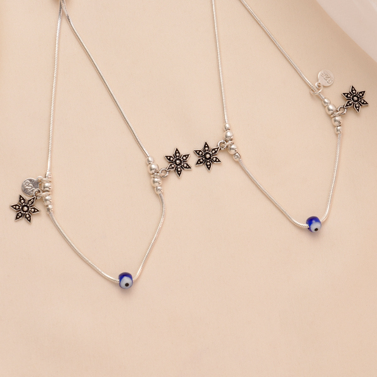Modern Star Shape Silver Anklet