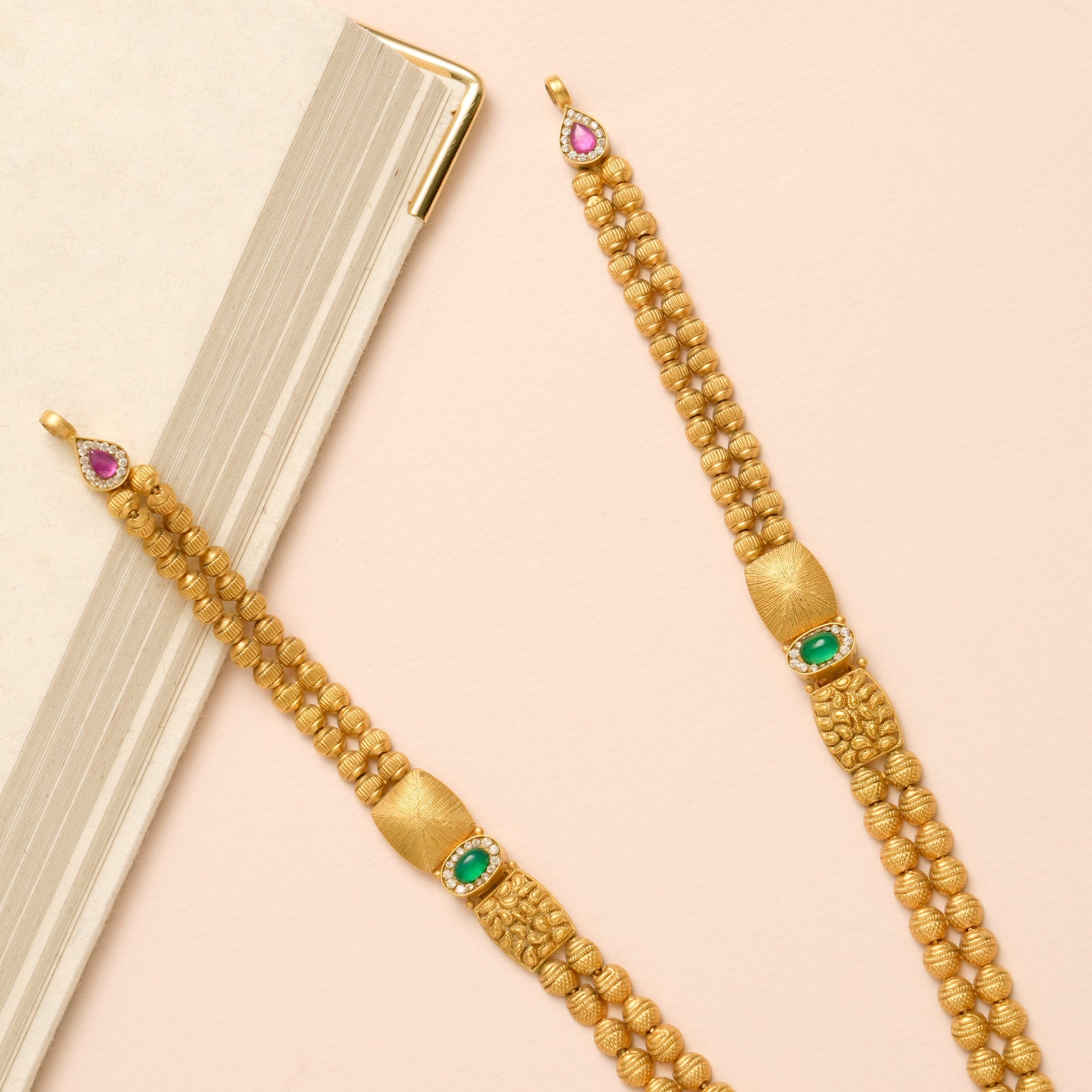 Antique Floral Designer Gold Beads Haram