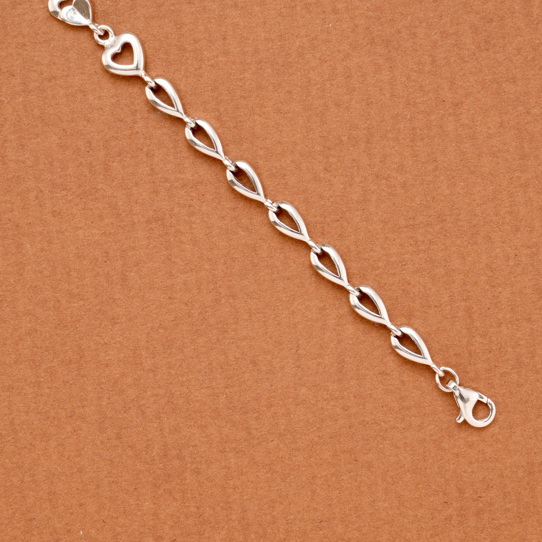 Floral and Gold Infinity Silver Bracelet
