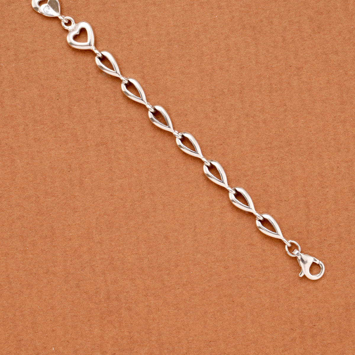 Floral and Gold Infinity Silver Bracelet