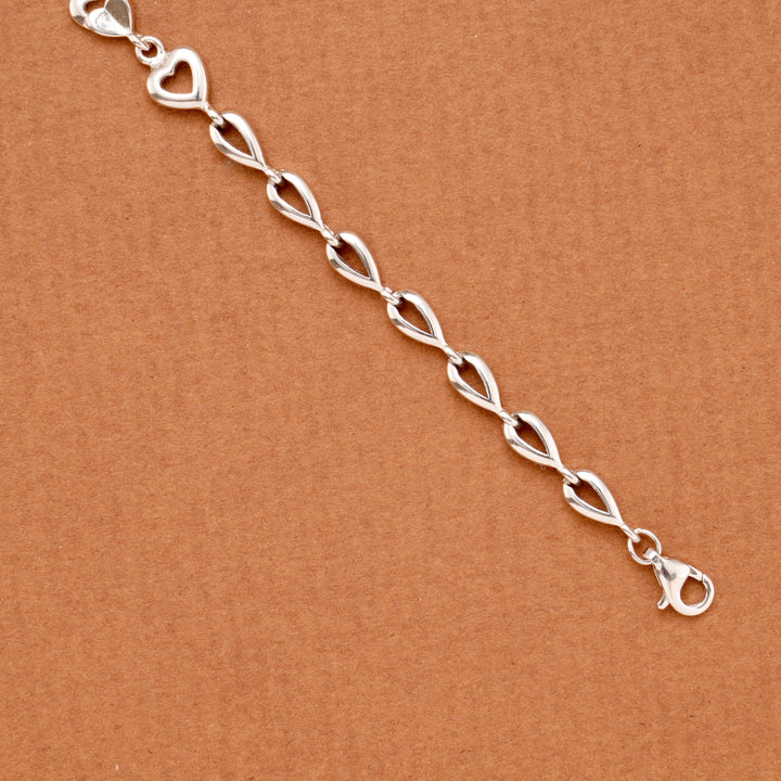 Floral and Gold Infinity Silver Bracelet