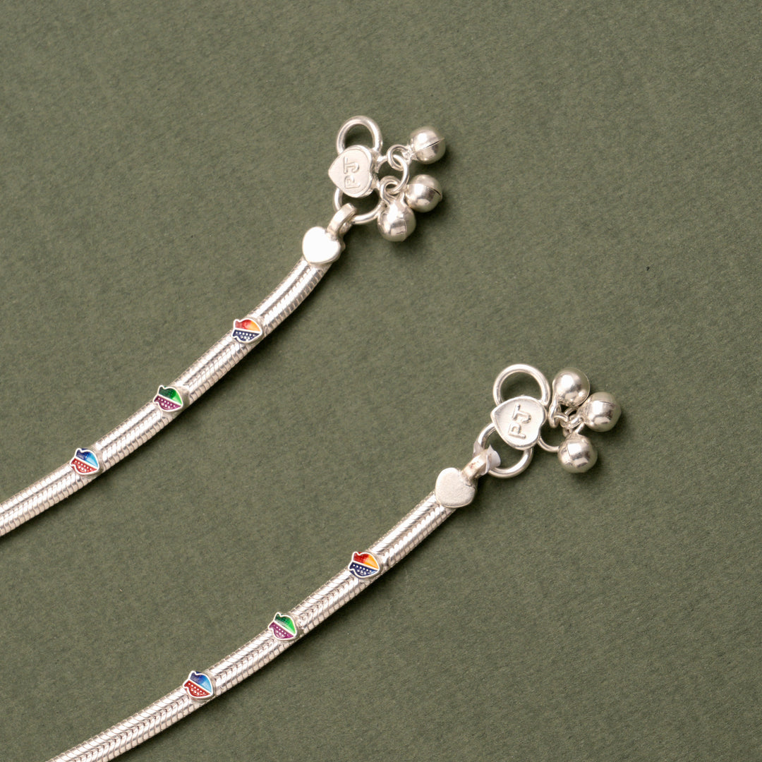 Simple Traditional Heart Silver Anklet