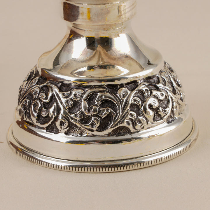 Lakshmi Venkateshwara Antique Silver Vilakku