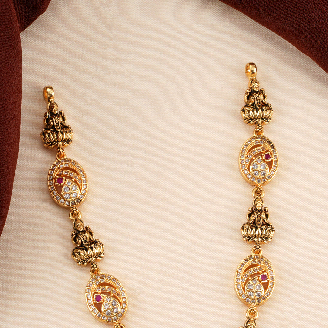 Traditional Lakshmi With Golden Drop Necklace