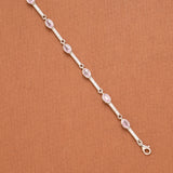 Trendy Baby Pink Oval Stone Silver Bracelet