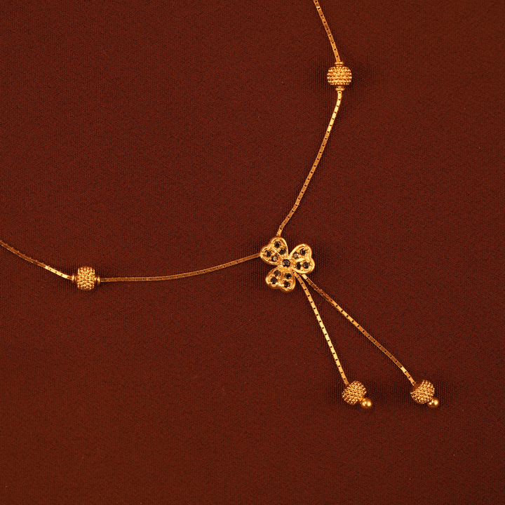 Fancy Floral Dangle Drops Gold Chain