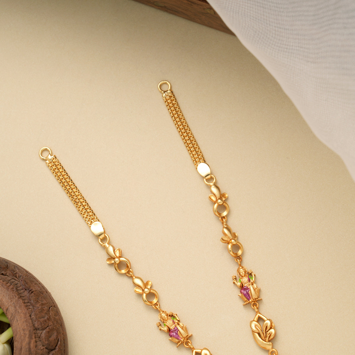 Lord Murugan Temple Gopuram Golden Necklace