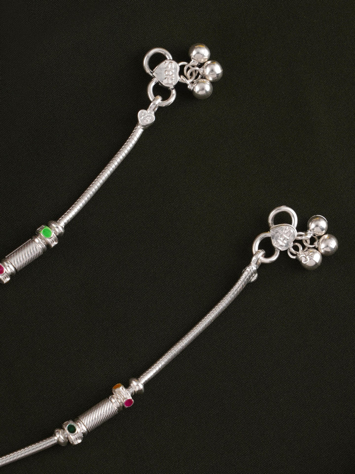 Bombay Style Tube Silver Anklet