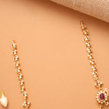 Blossom Ruby Floral White Stone Golden Necklace
