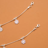 Floral Purple Enamel Silver Baby Anklets