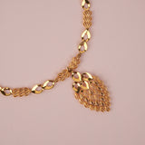 Classic Tear Drop Leaf Pendant Gold Necklace