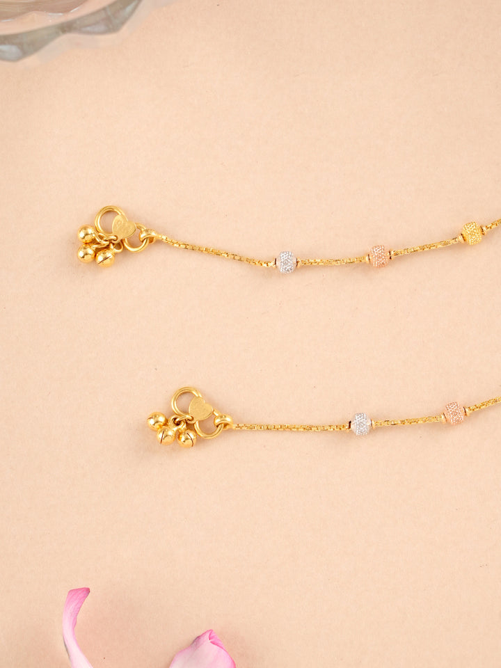 Bead in Triple Toned Gold Anklet