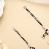 Silver Floral Dew Drop Antique Anklet