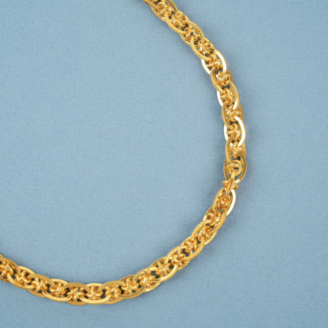 Bold Textured Ring Link Gold Chain for Men