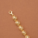 Triple Clover Floral Link Golden Bracelet