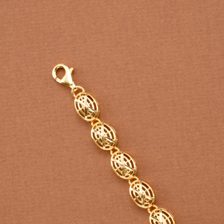 Triple Clover Floral Link Golden Bracelet