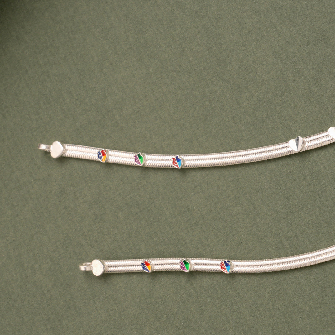 Simple Traditional Heart Silver Anklet