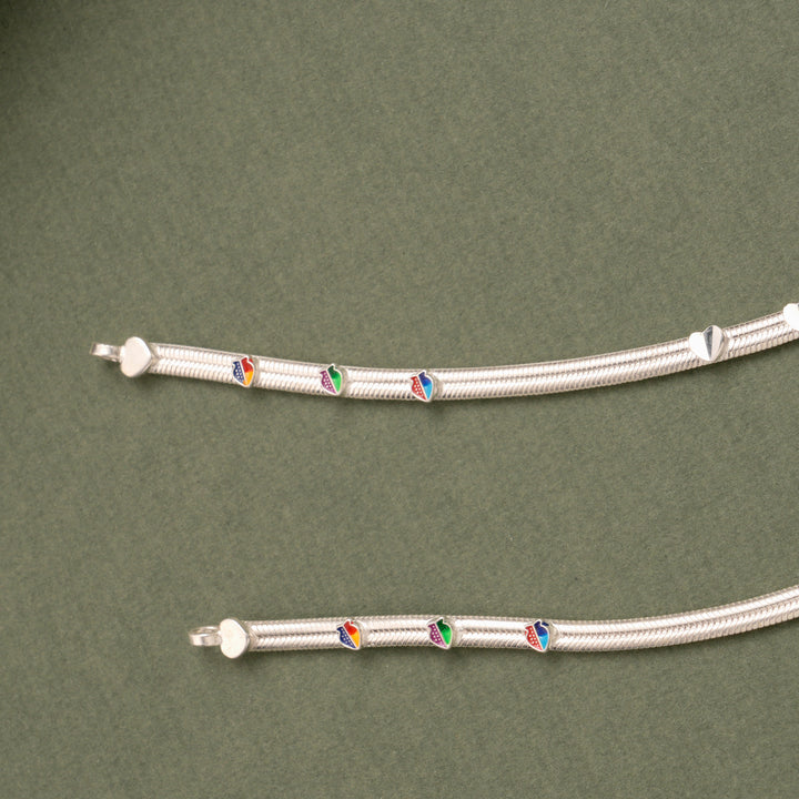 Simple Traditional Heart Silver Anklet