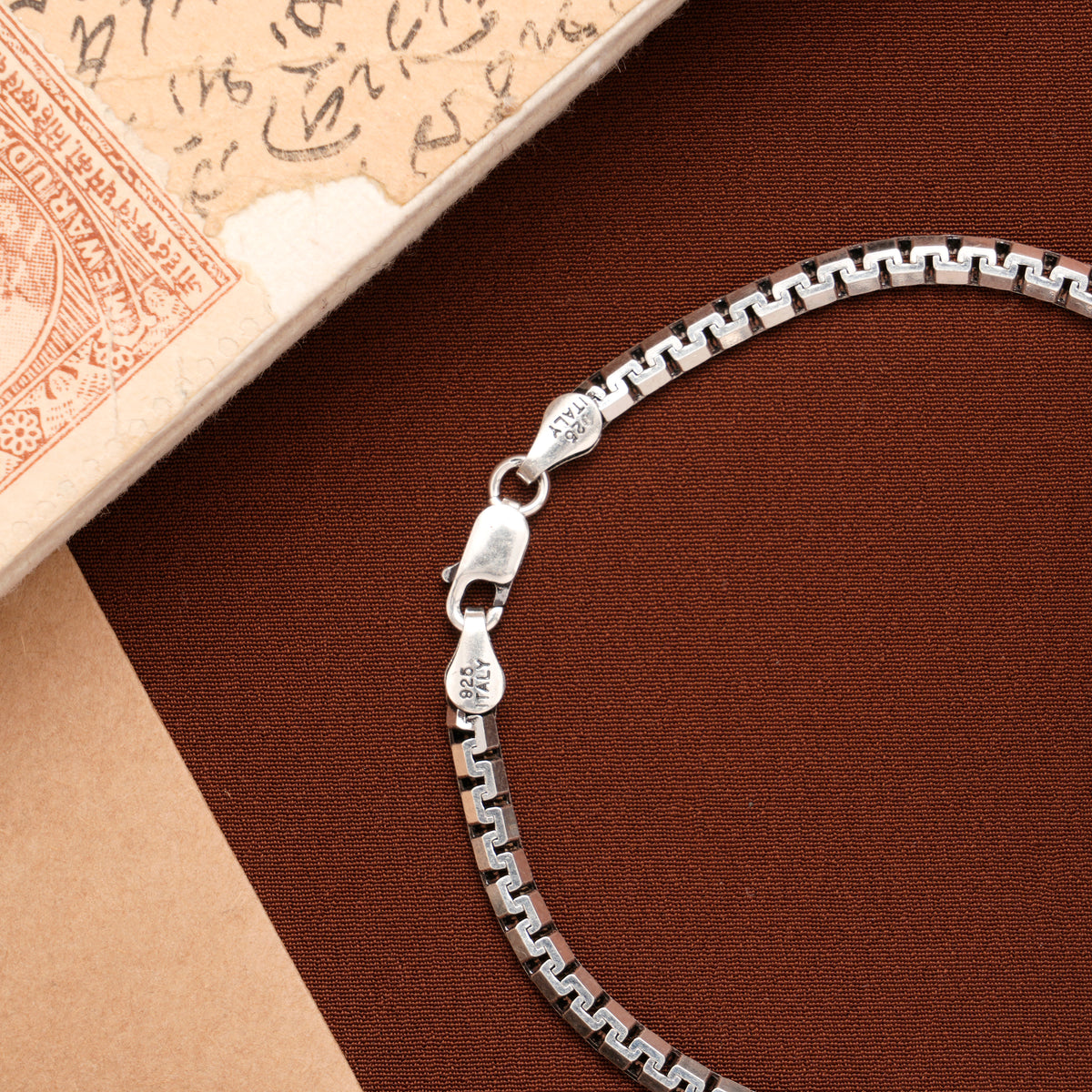 Square Box Link Silver Bracelet