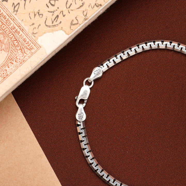 Square Box Link Silver Bracelet
