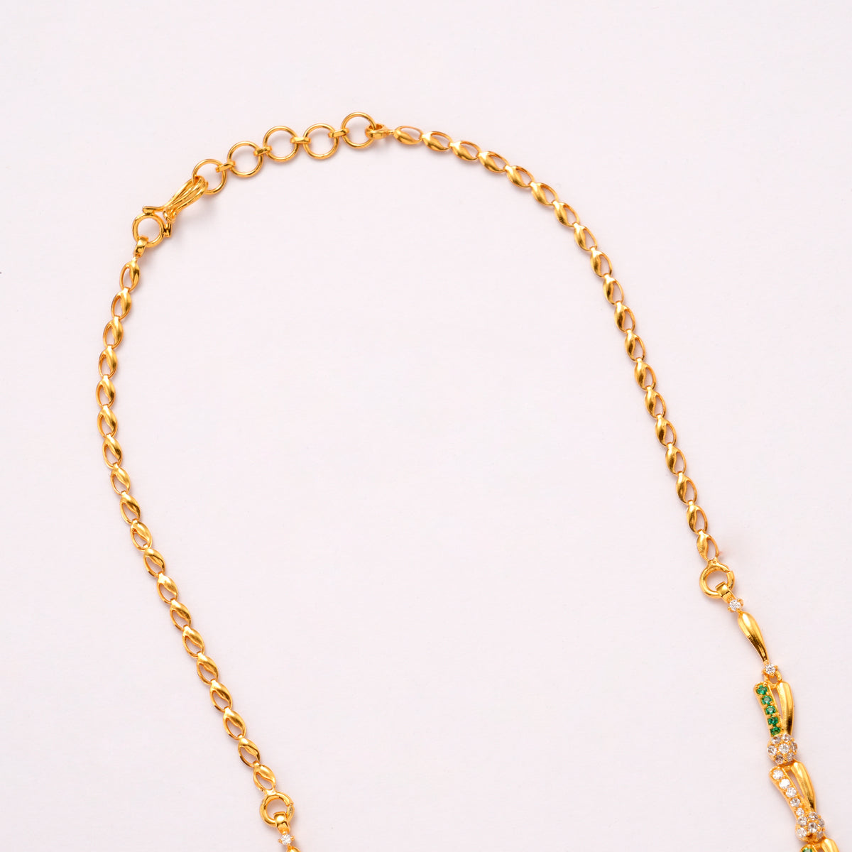 Modern U Shape Emerald Golden Necklace Set