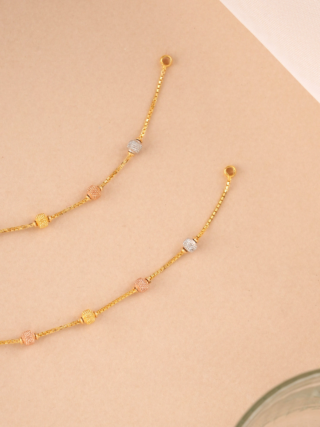 Bead in Triple Toned Gold Anklet