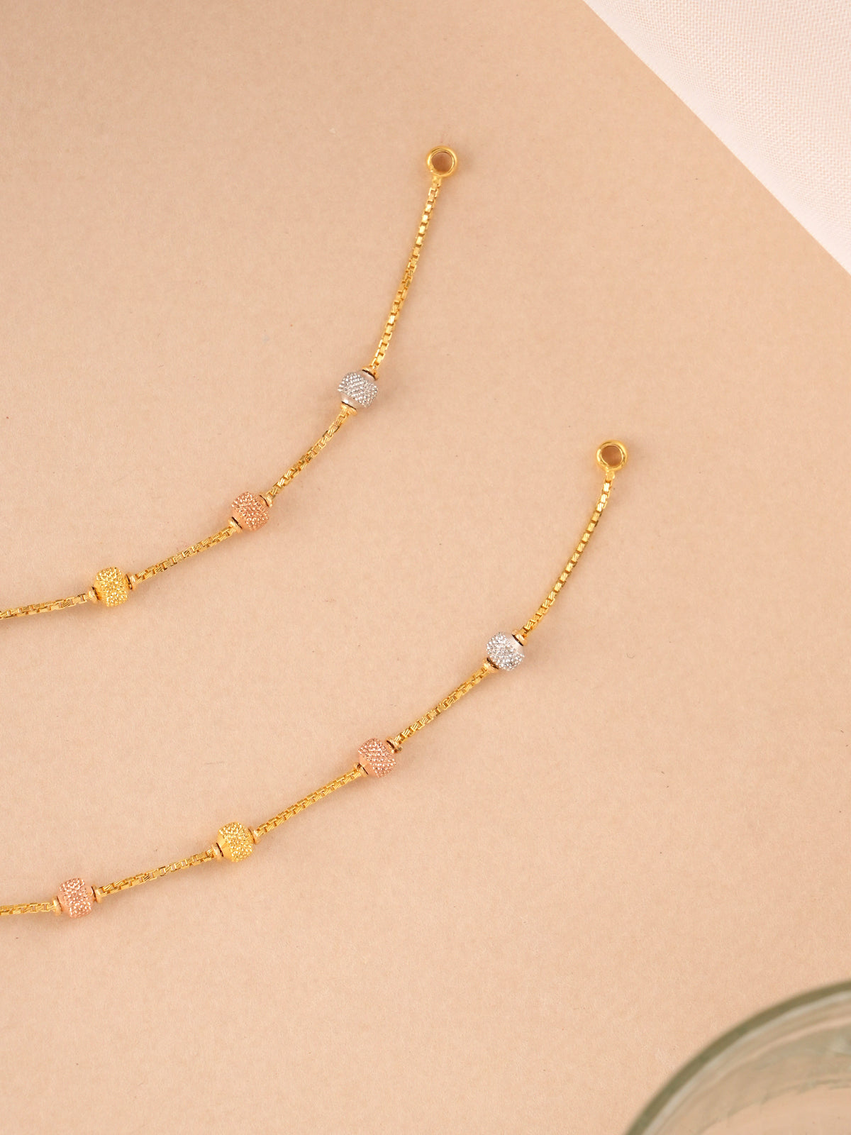 Bead in Triple Toned Gold Anklet