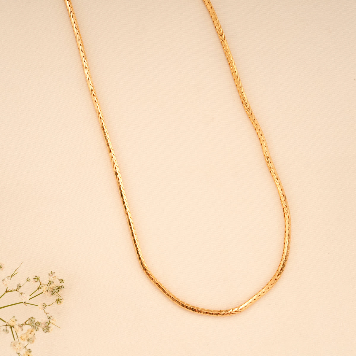 Elegant Flat Woven Gold Plated Chain