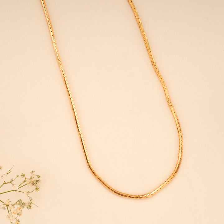 Elegant Flat Woven Gold Plated Chain