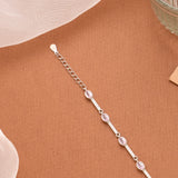 Trendy Baby Pink Oval Stone Silver Bracelet