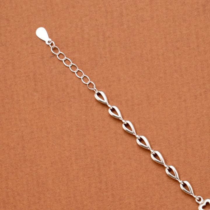 Floral and Gold Infinity Silver Bracelet