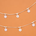Floral Purple Enamel Silver Baby Anklets