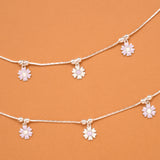 Floral Purple Enamel Silver Baby Anklets