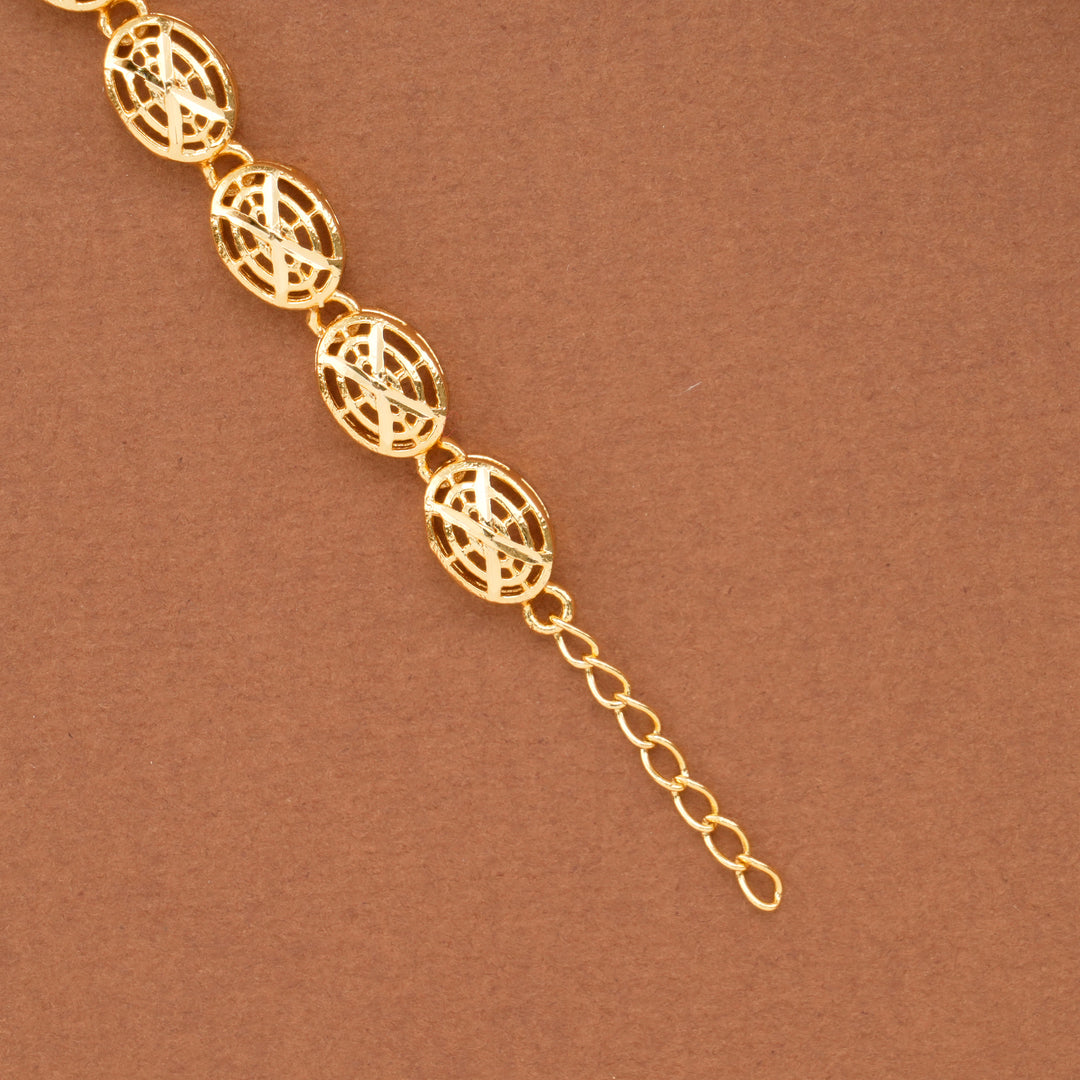 Triple Clover Floral Link Golden Bracelet