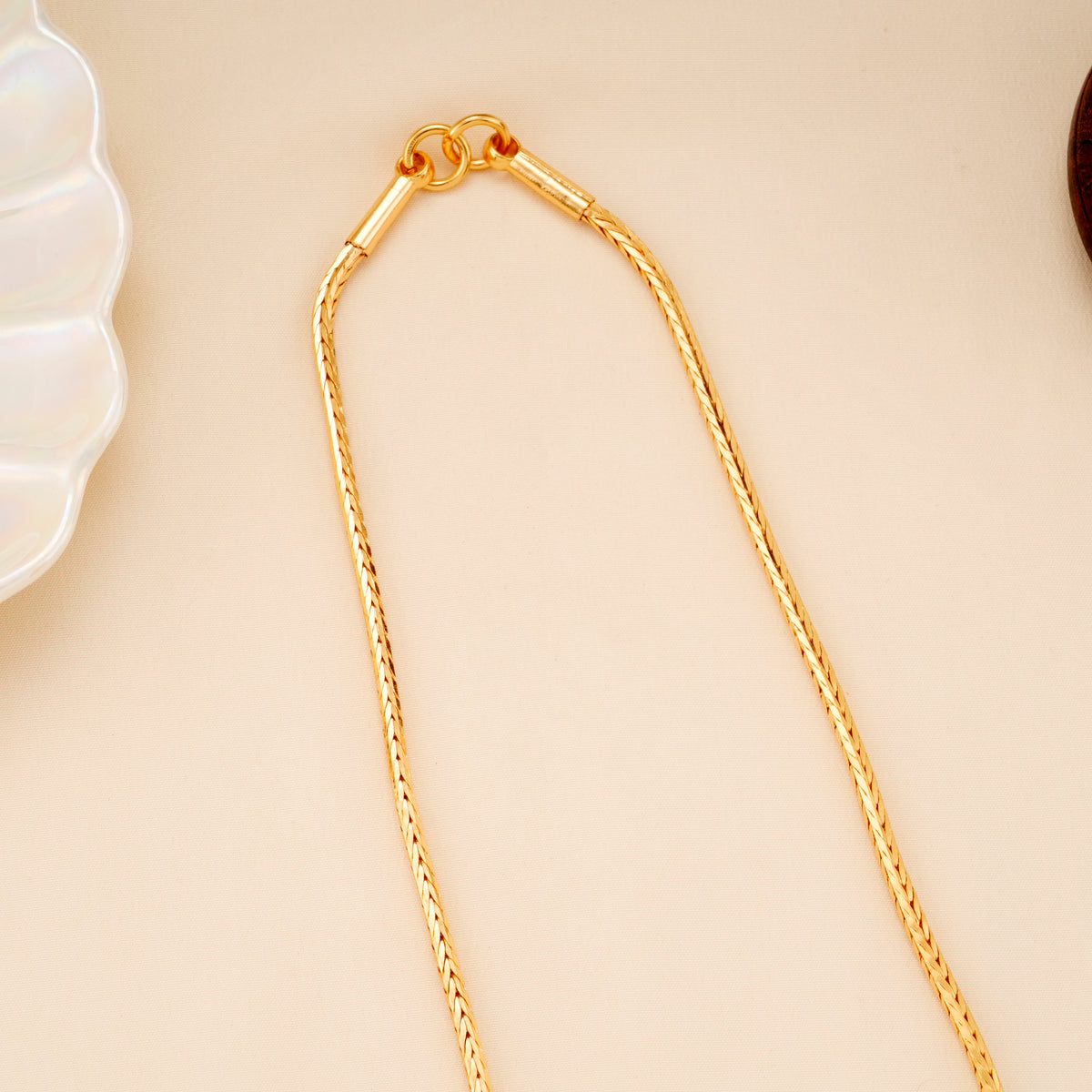 Elegant Flat Woven Gold Plated Chain