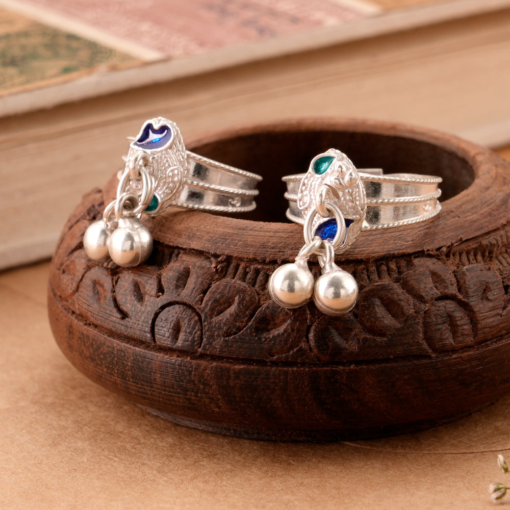 Blue Enamel Salangai Silver Metti